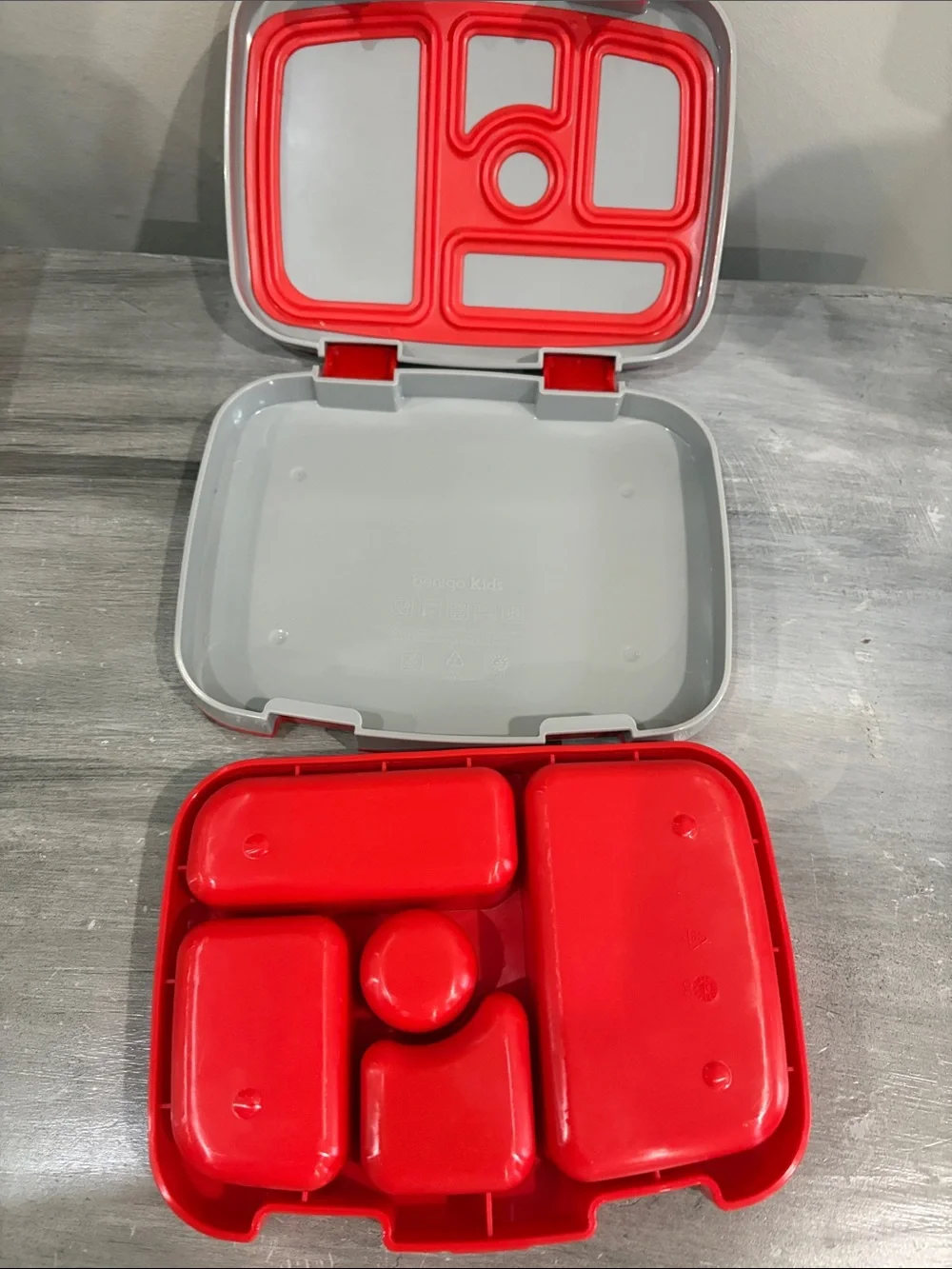 Bentgo Kids Prints 5-Compartment Bento Lunch Box - Monster Trucks Red